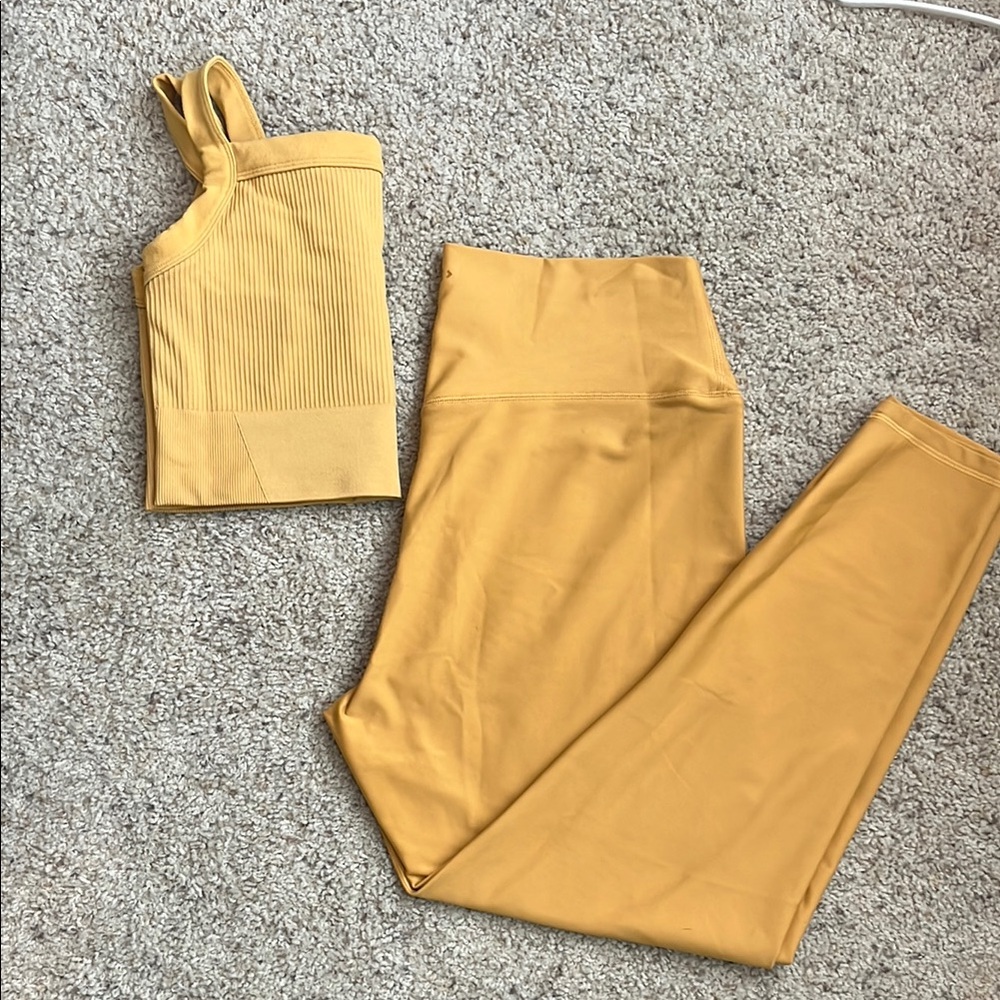 Yellow Women's yoga pants & sport bra Set